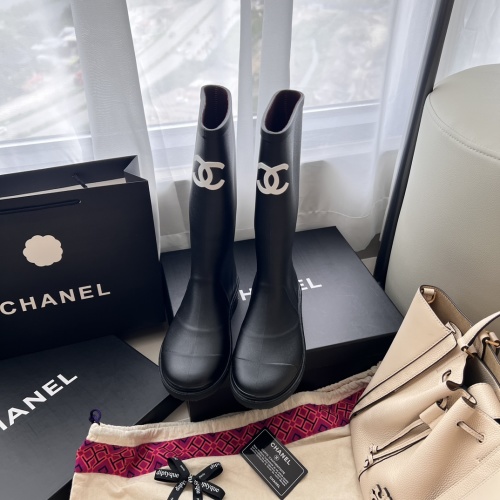 Chanel Women's Black Rubber Rain Boots with Logo, Size 35-40 1 Chanel Women's Black Rubber Rain Boots with Logo, Size 35-40