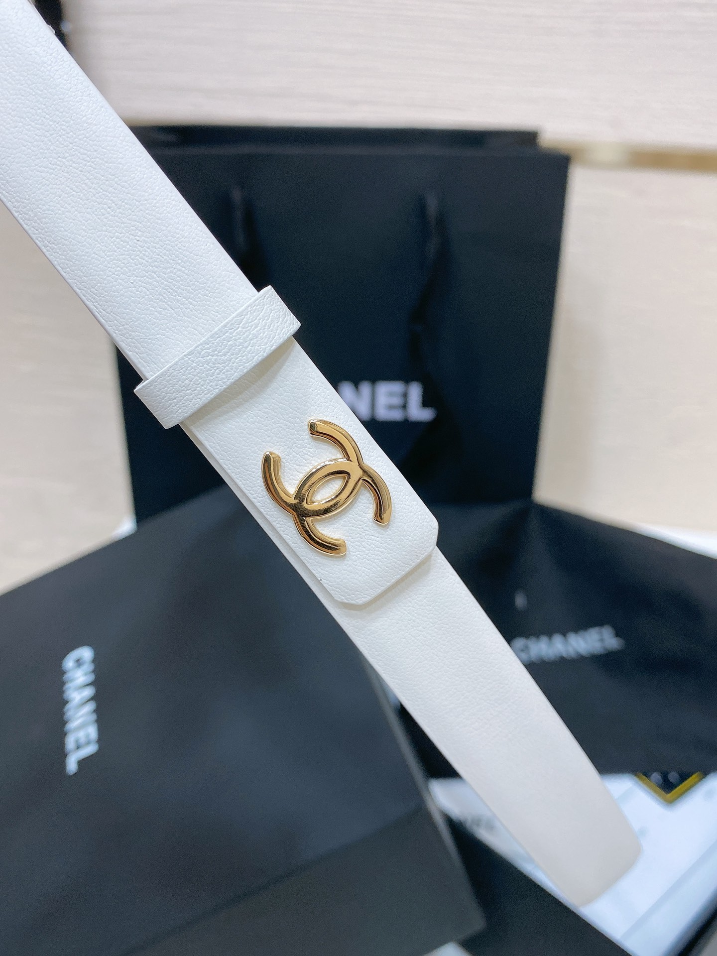 chanel24c水钻字母logo搭扣进口胎牛皮腰带手感柔软2.0cm精品