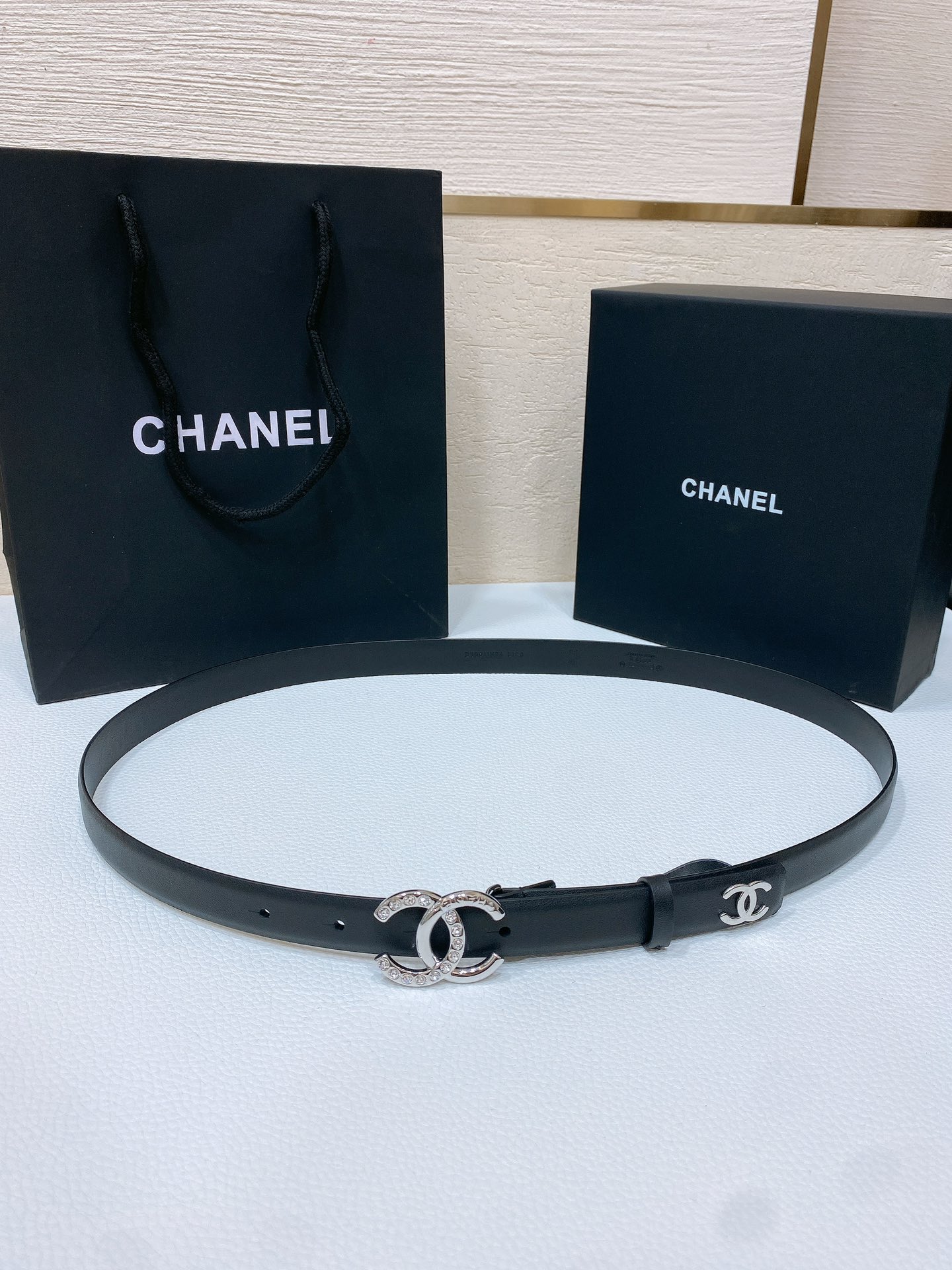 chanel24c水钻字母logo搭扣进口胎牛皮腰带手感柔软2.0cm精品