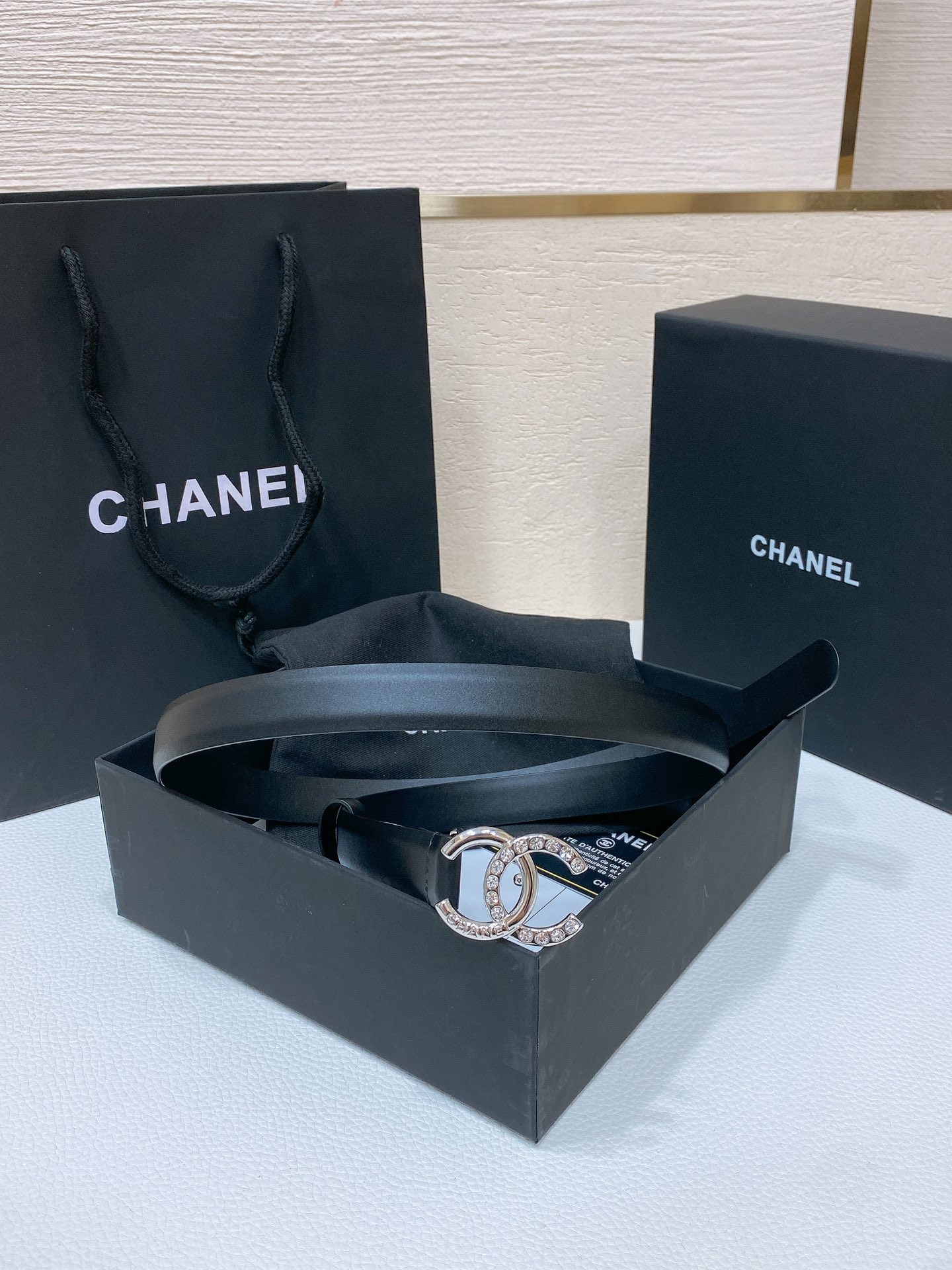 chanel24c水钻字母logo搭扣进口胎牛皮腰带手感柔软2.0cm精品