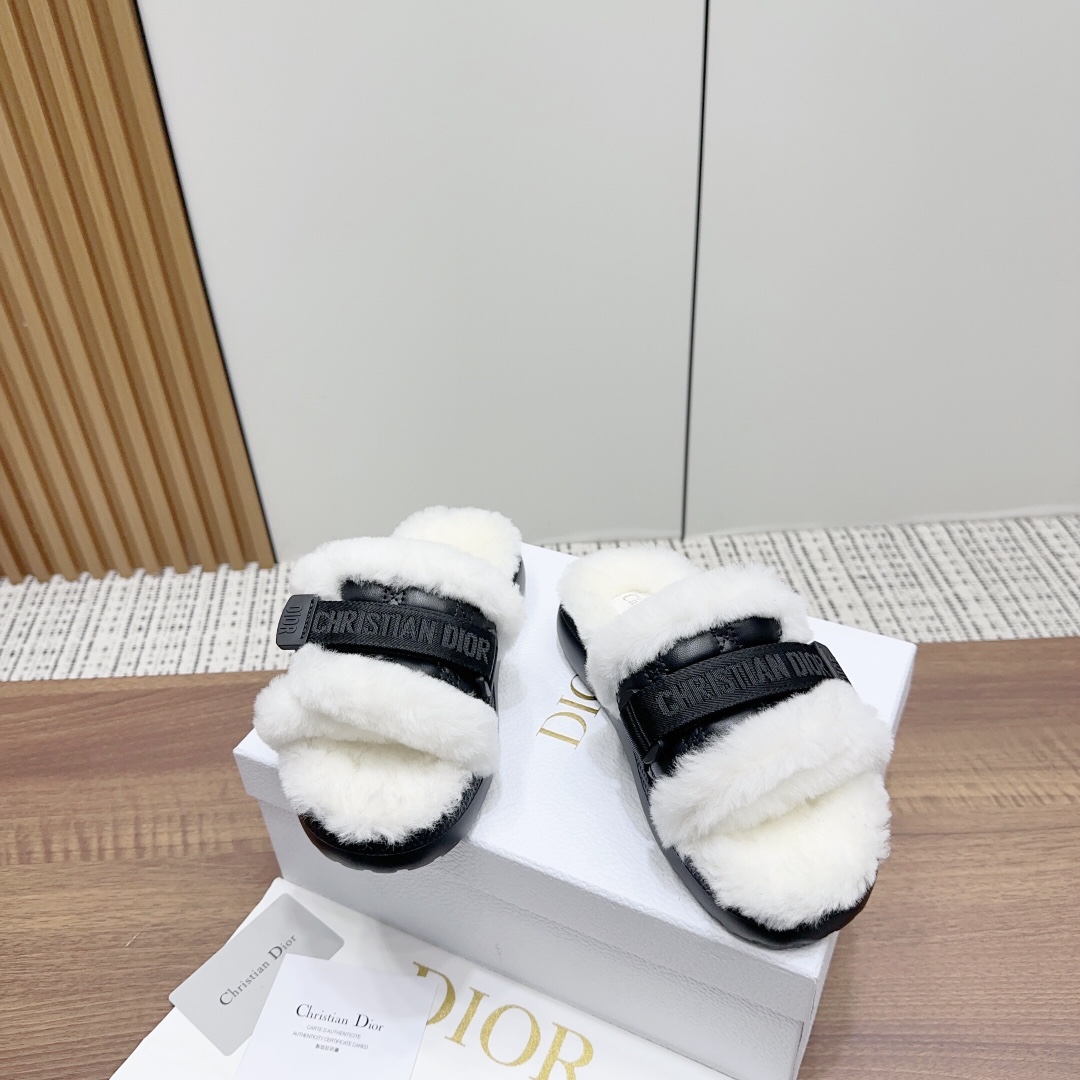 Top Fake Designer
 Dior Shoes Slippers Genuine Leather Wool