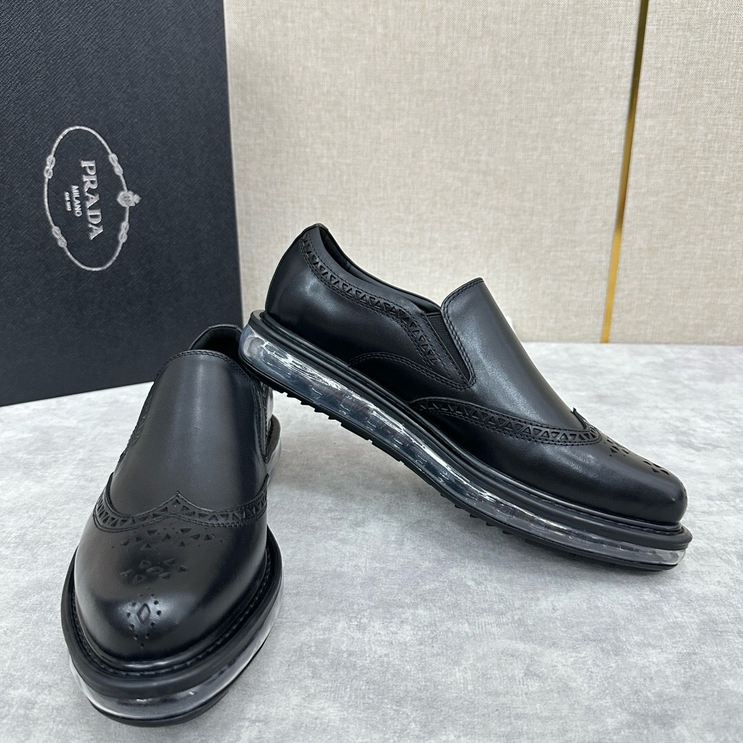 Prada Haute Couture Classic Luxury Leather Shoe Loafer Shoes 7