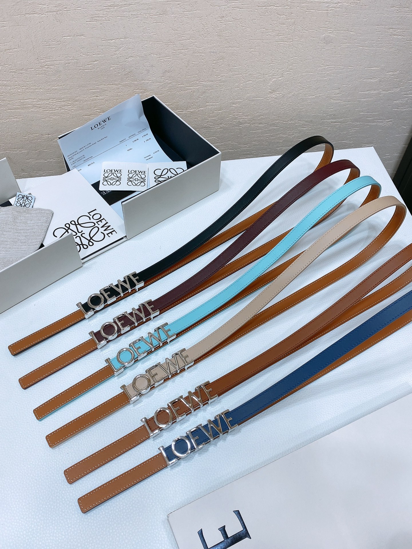 [Loewe Belts]Luo Yiwei Loewe Smooth Cattle Leather Belt Side decorated with m