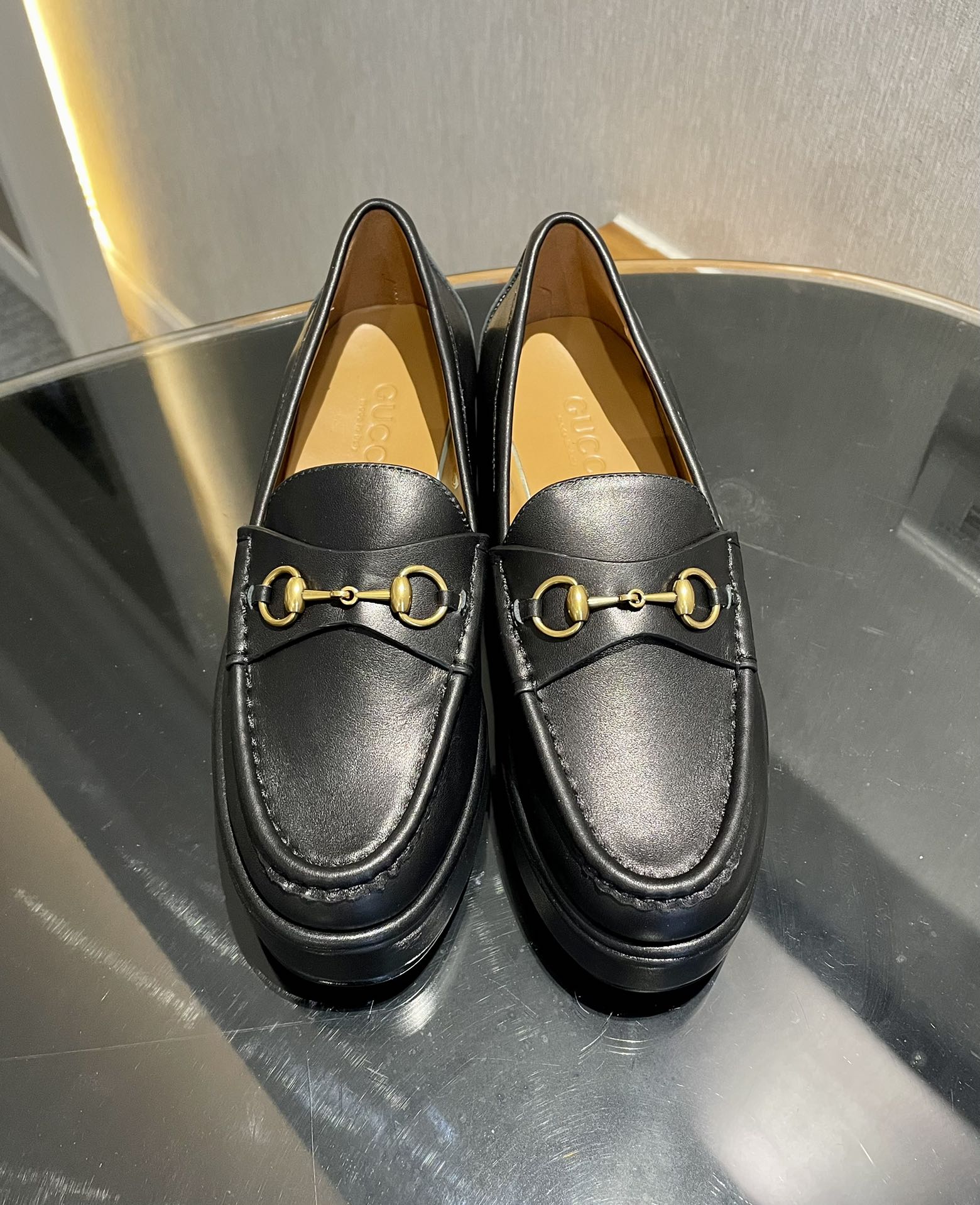GUCCI red-green web platform loafers 2024 fall/winter new style replica-grade open-edge beads + silk calfskin