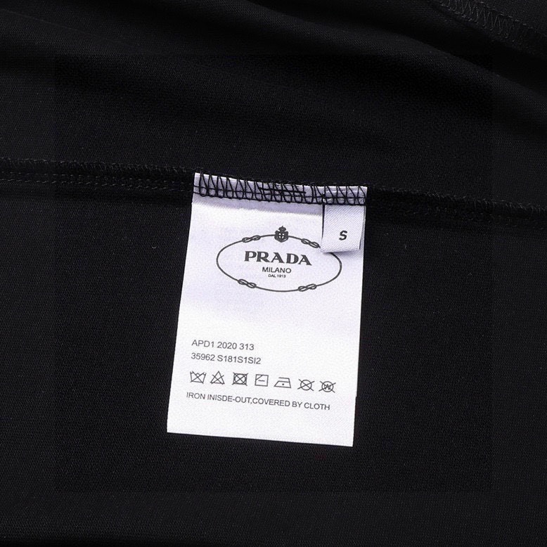 普拉达/Prada 夏季新款高端品质 经典字母图标牙刷绣圆领短袖T恤