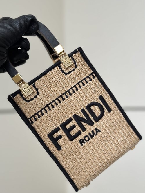 Fendi Roma Raffia Mini Bag - Chic, Compact, and Stylish Tote Bag 1 Fendi Roma Raffia Mini Bag - Chic, Compact, and Stylish Tote Bag