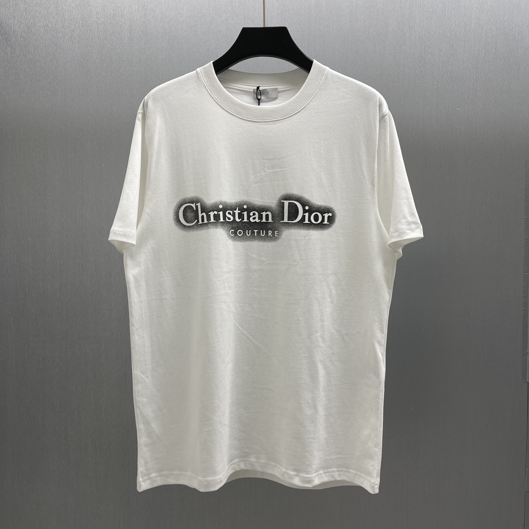 Dior Clothing T-Shirt Black Printing Cotton Knitting Winter Collection Casual