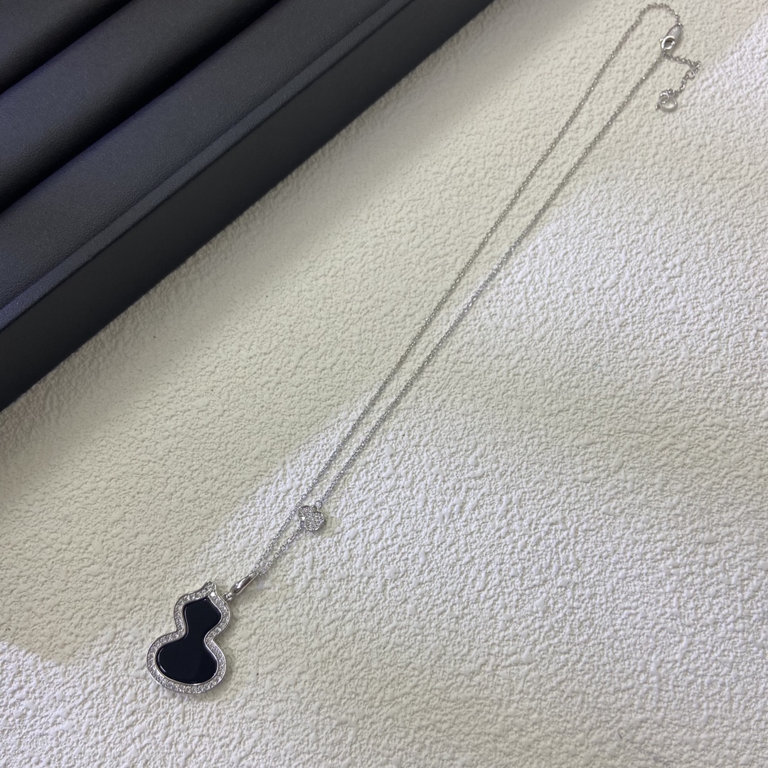 💰135麒麟项链 大号葫芦项链 白金黑  编号：CAL25045405