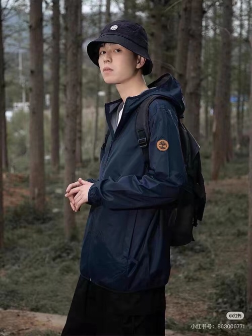 Timberland Men's/Women's Sporty Solid Color Hooded Woven Jacket, Navy/Black 1 Timberland Men's/Women's Sporty Solid Color Hooded Woven Jacket, Navy/Black