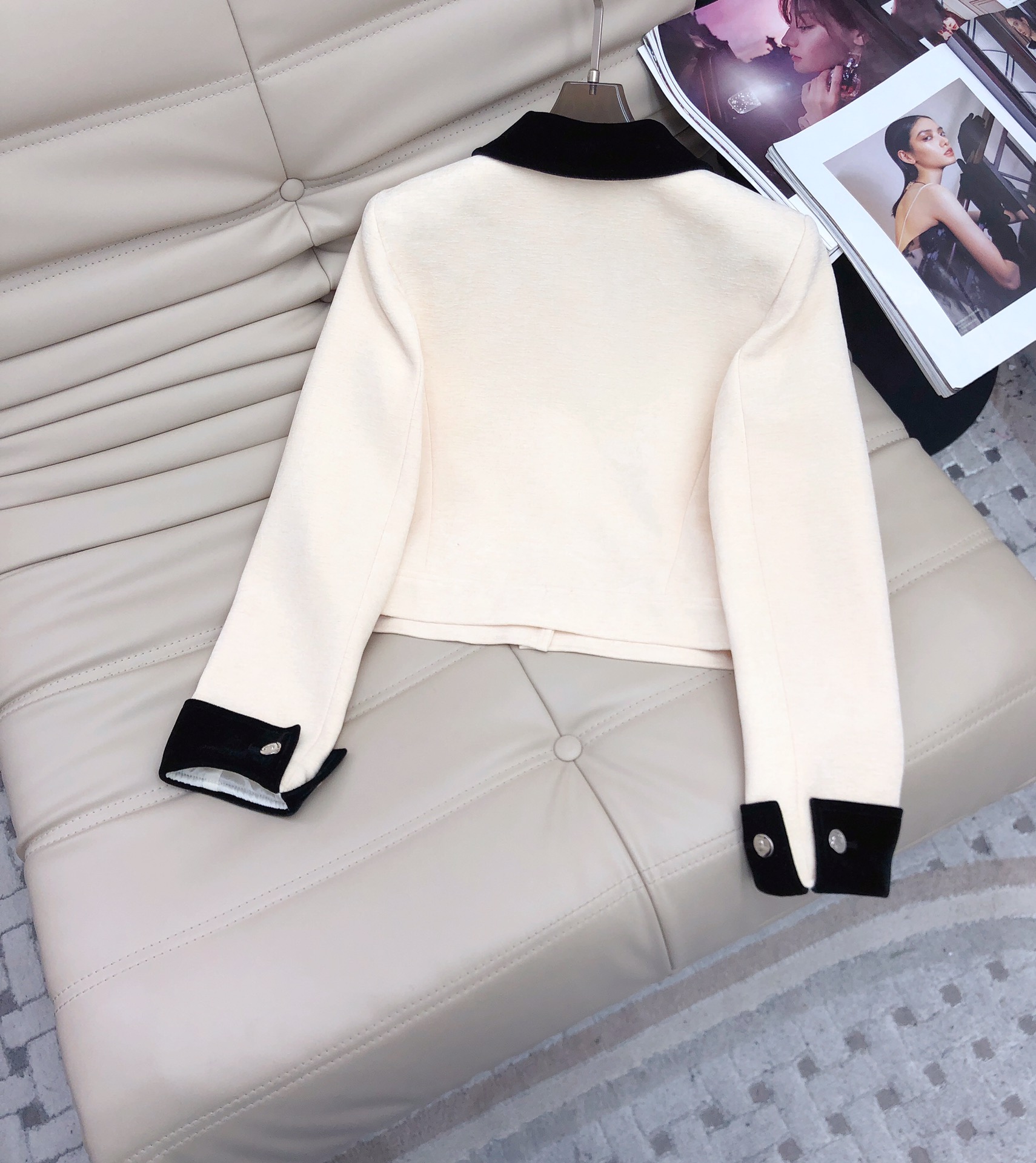 Wool Blend Skirt Suit with Velvet Collar, Retro Style, Slim Fit 6 i1727331242 3312 6