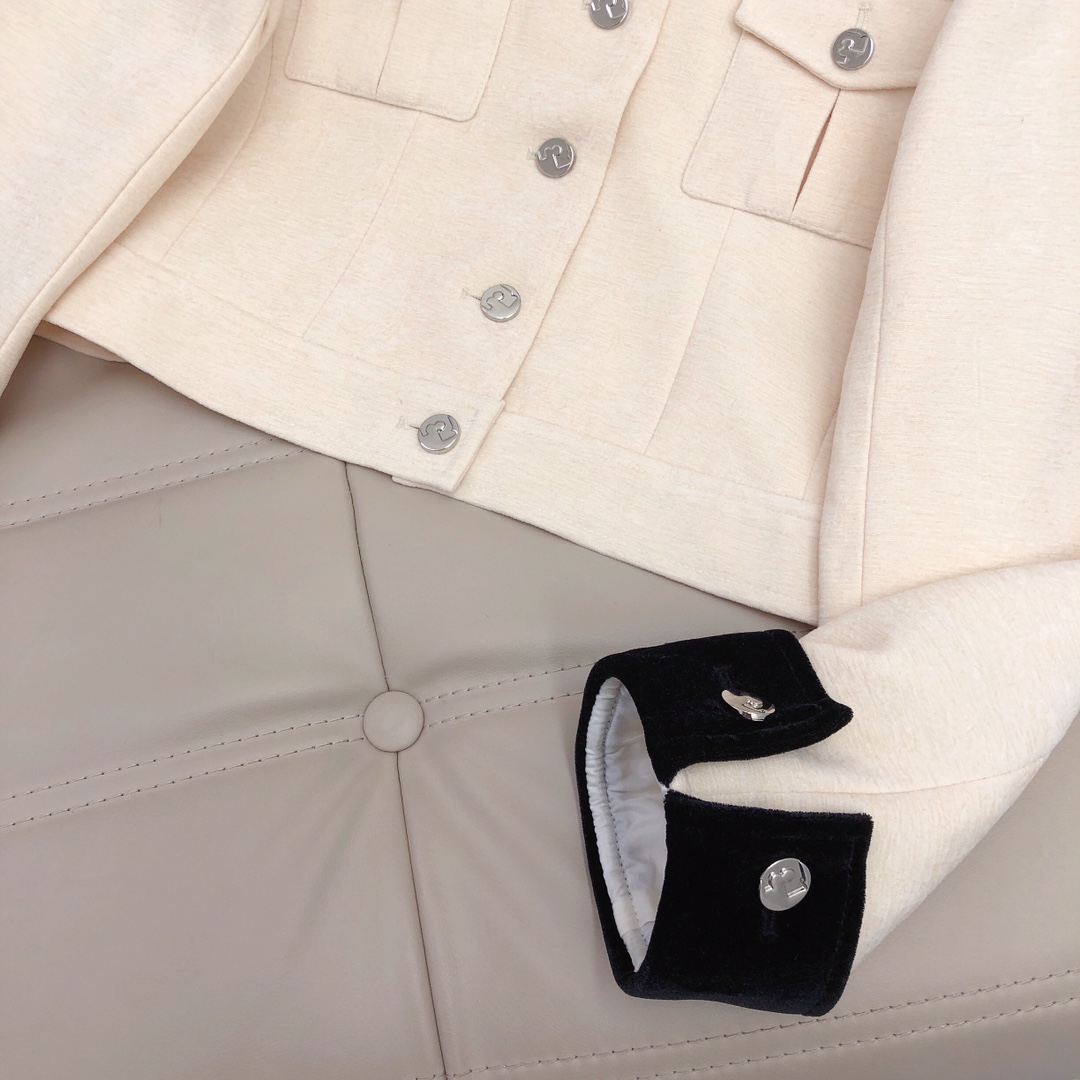 Wool Blend Skirt Suit with Velvet Collar, Retro Style, Slim Fit 4 i1727331242 6601 3