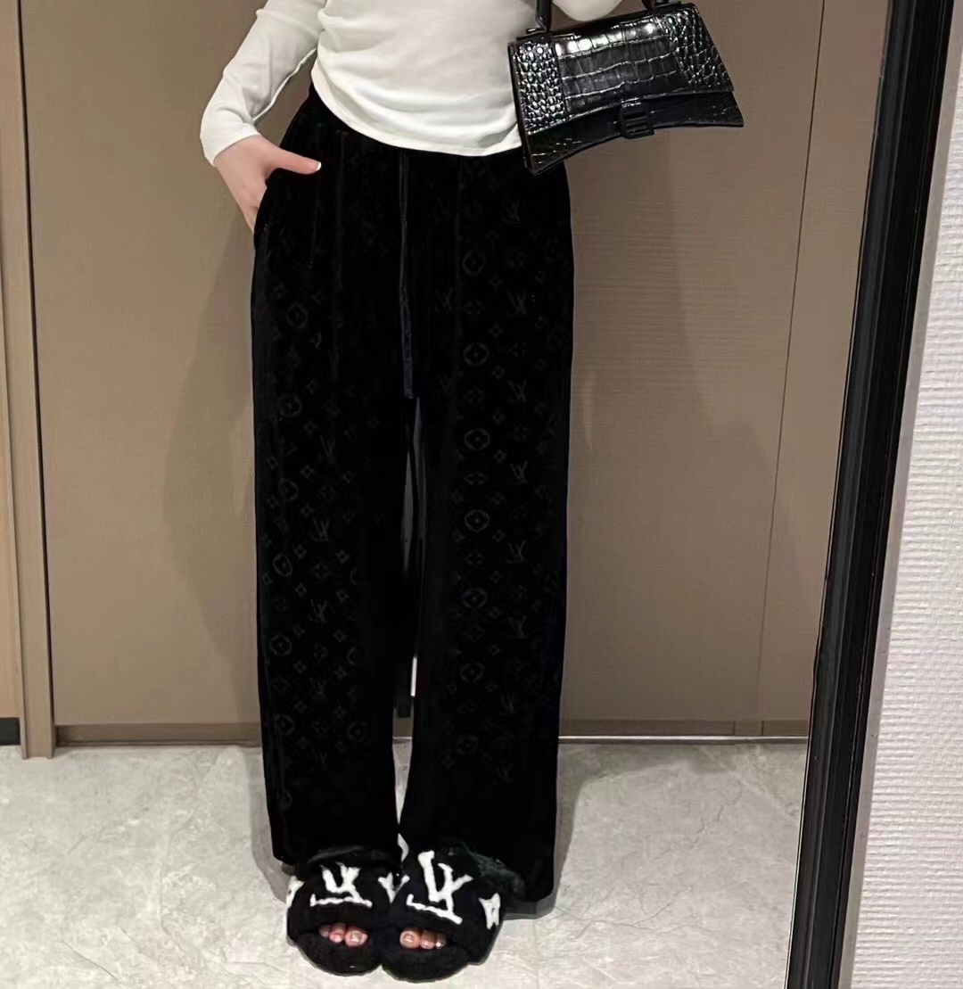 Louis Vuitton Vêtements Culottes & Pantalons Noir Blanc Jambes larges