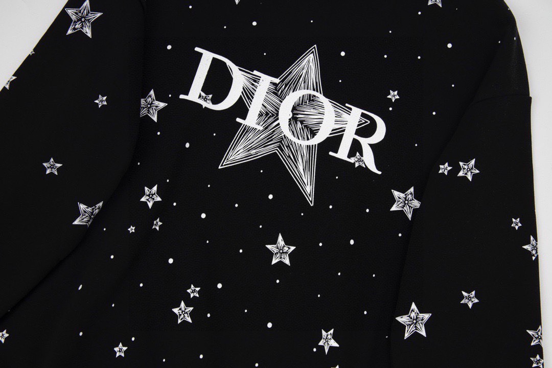 迪奥/Dior 秋冬新款 五角星字母印花满天星钻圆领卫衣