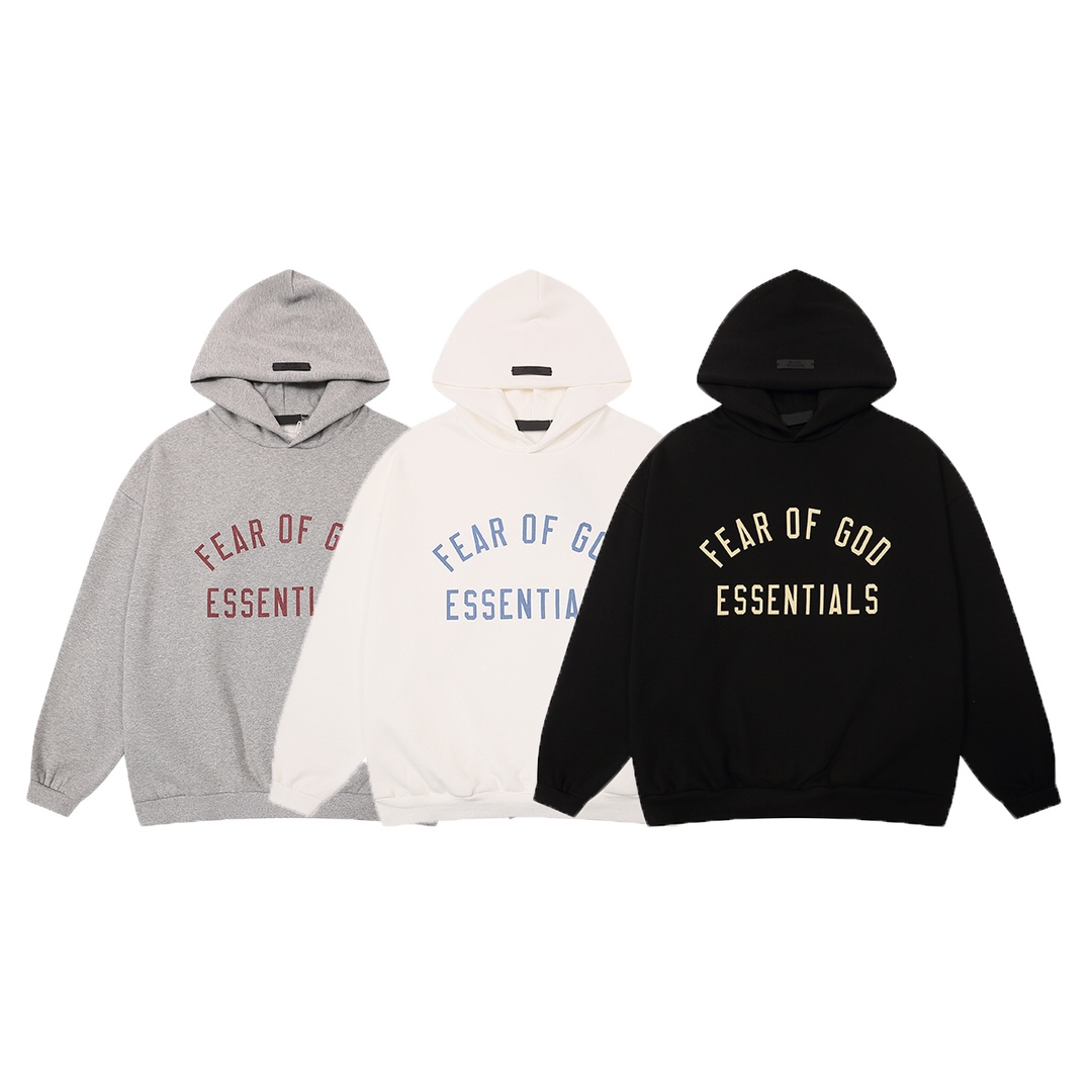 ESSENTIALS Clothing Hoodies for sale cheap now
 Black Grey White Printing Essential Hooded Top