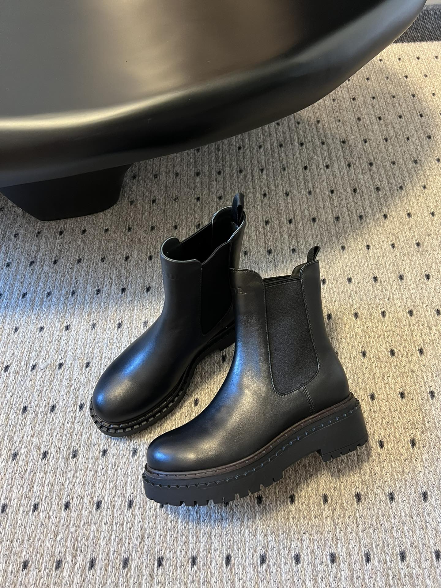 Prada Women's Leather Chelsea Boots - Chunky Platform, Retro Style