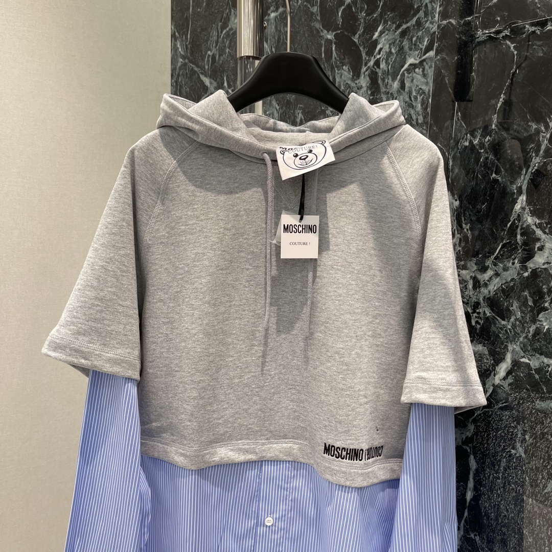 2024 Moschino Women’s Clothing: High-End Quality Hooded Striped Shirts with Brand Creativity - 图片 2