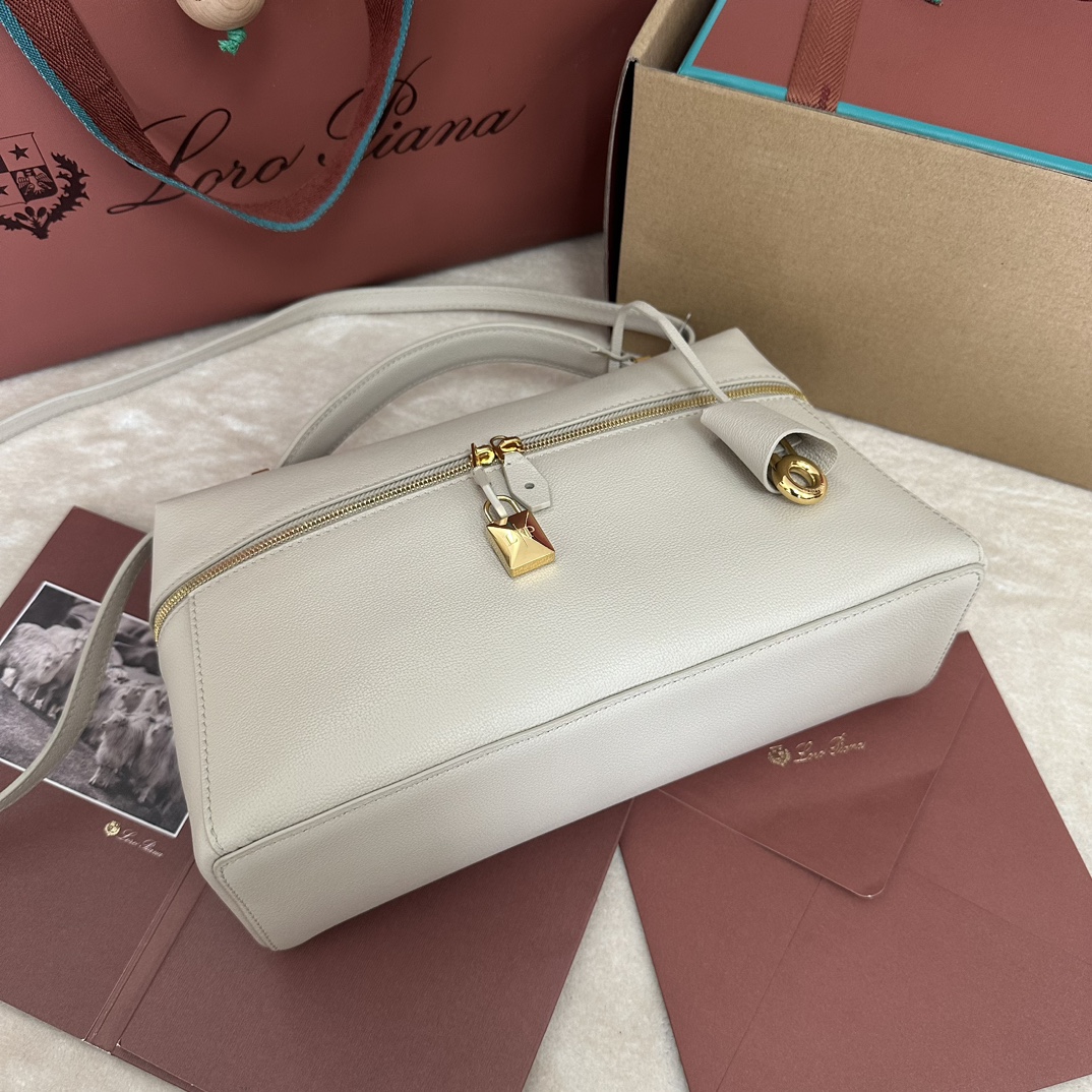Loropiana秋冬新款Extrabag升级版本L27浅石华灰色对版原厂进口牛皮特级纯钢五金内里对版反
