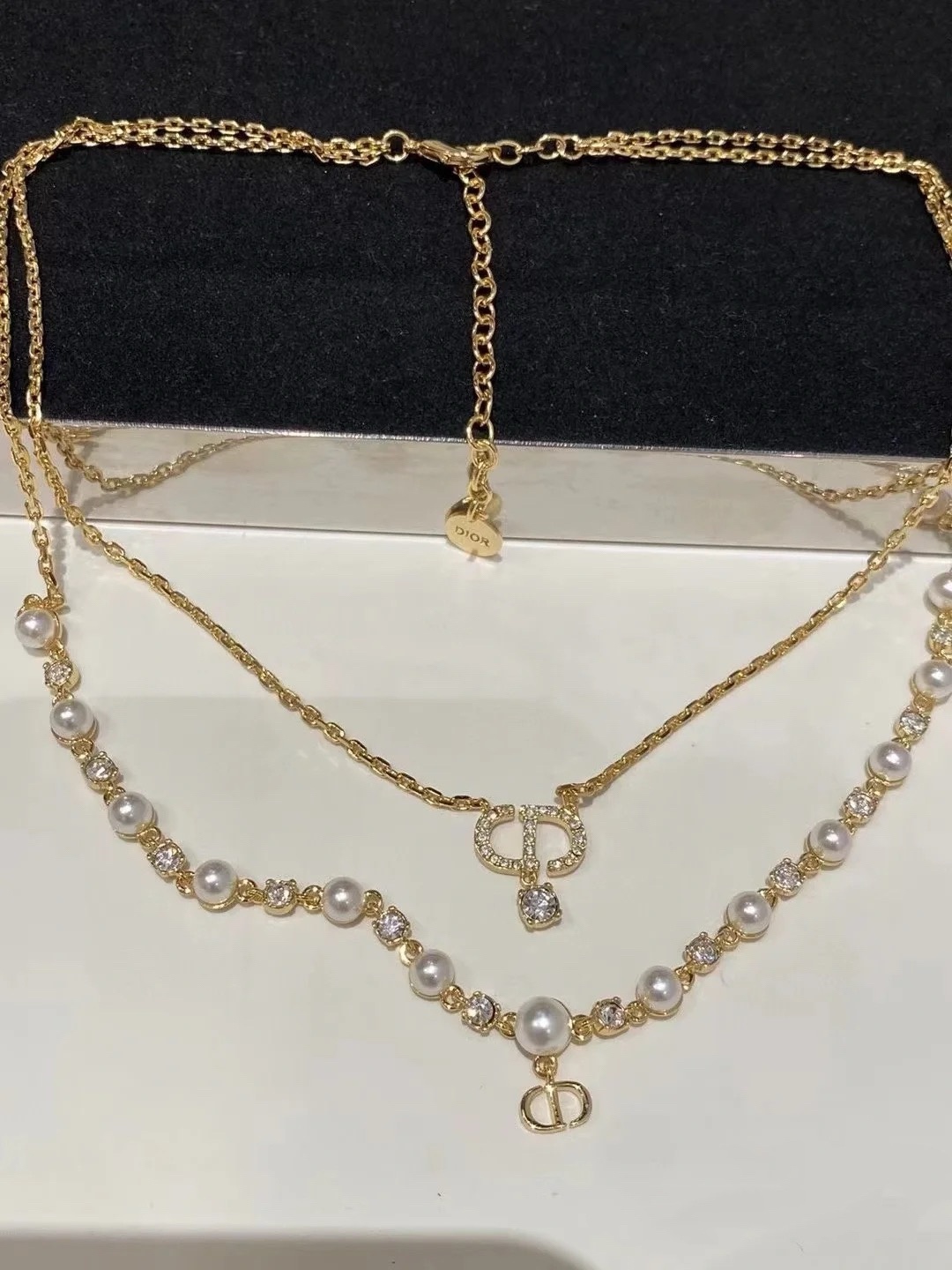 Dior Double-Strand Necklace with Crystal and Pearl CD Pendant - Comprehensive 2