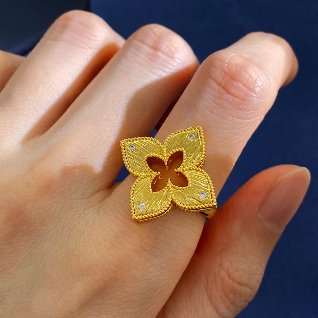 Anel Van Cleef Arpels Vintage Alhambra em ouro amarelo e diamante transparente 52