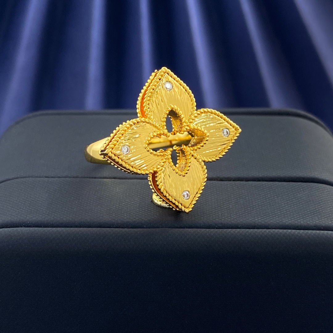 Anel Van Cleef Arpels Vintage Alhambra em ouro amarelo e diamante transparente 52