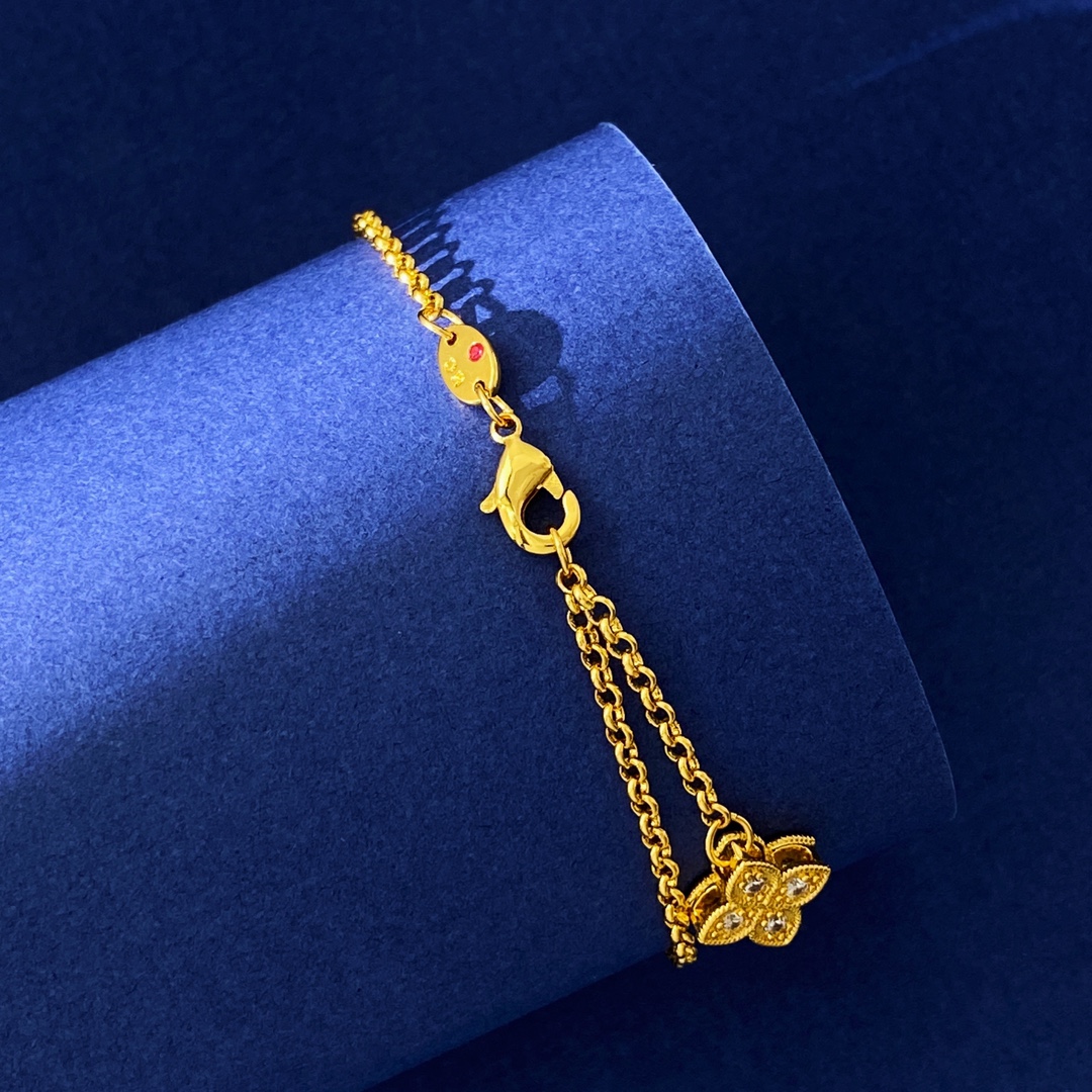 Bracelet Roberto Coin Venetian Princess Or jaune avec accents de diamants clairs 18 cm