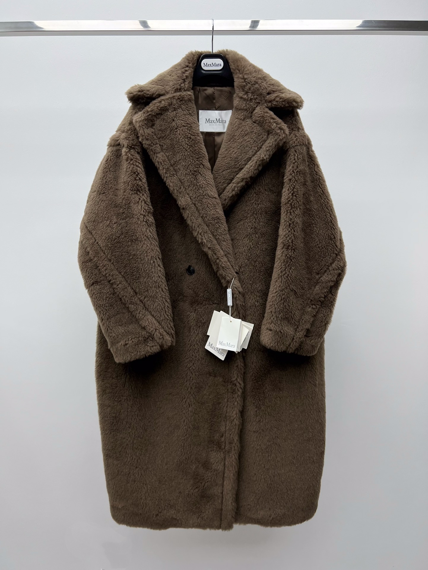 Brown Wide Lapel Textured Coat