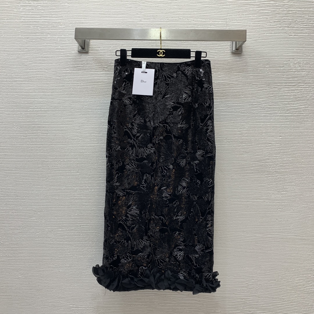 Dior Clothing Skirts Black Embroidery Fall/Winter Collection