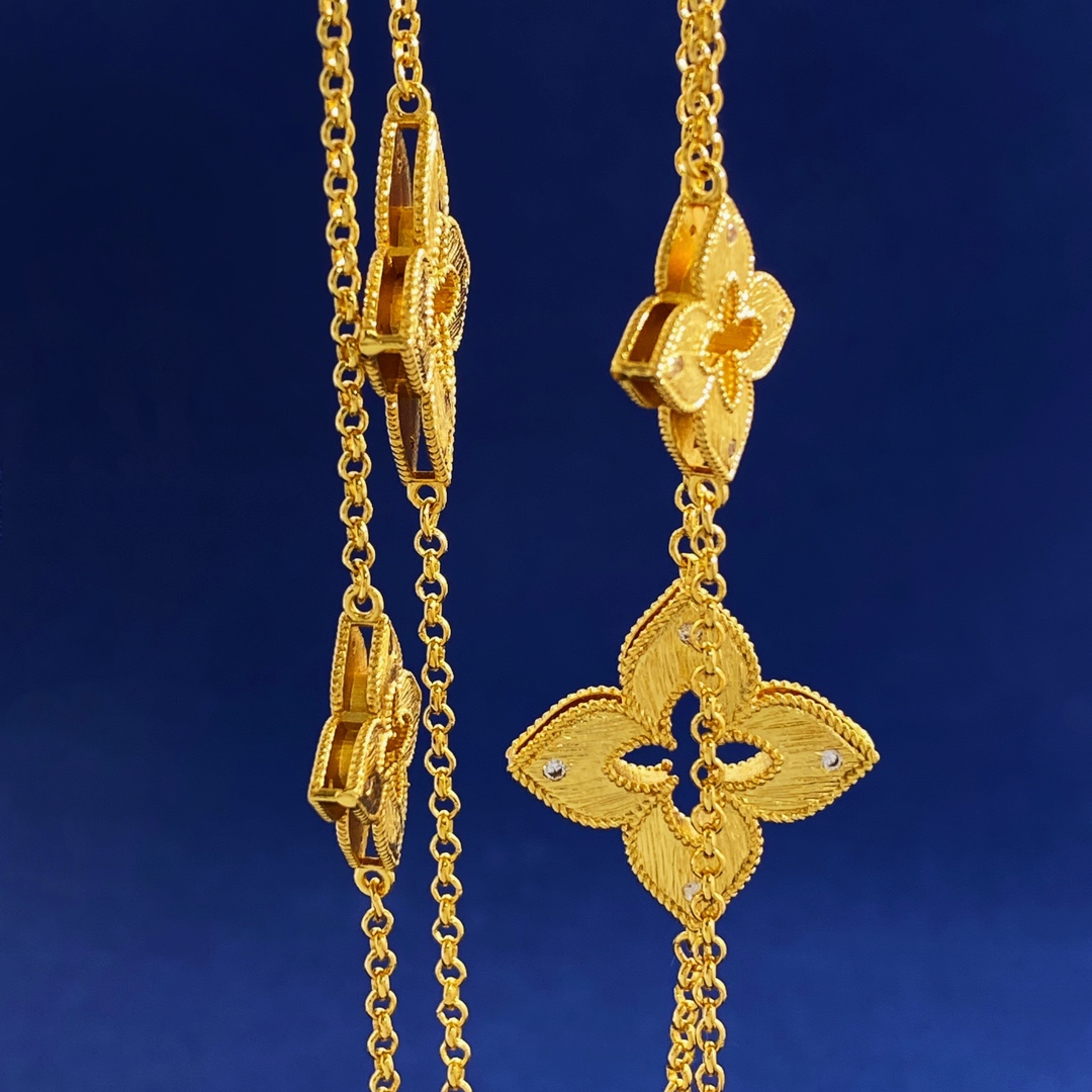 Roberto Coin Princess Flower necklace Yellow gold with diamond accents 85cm