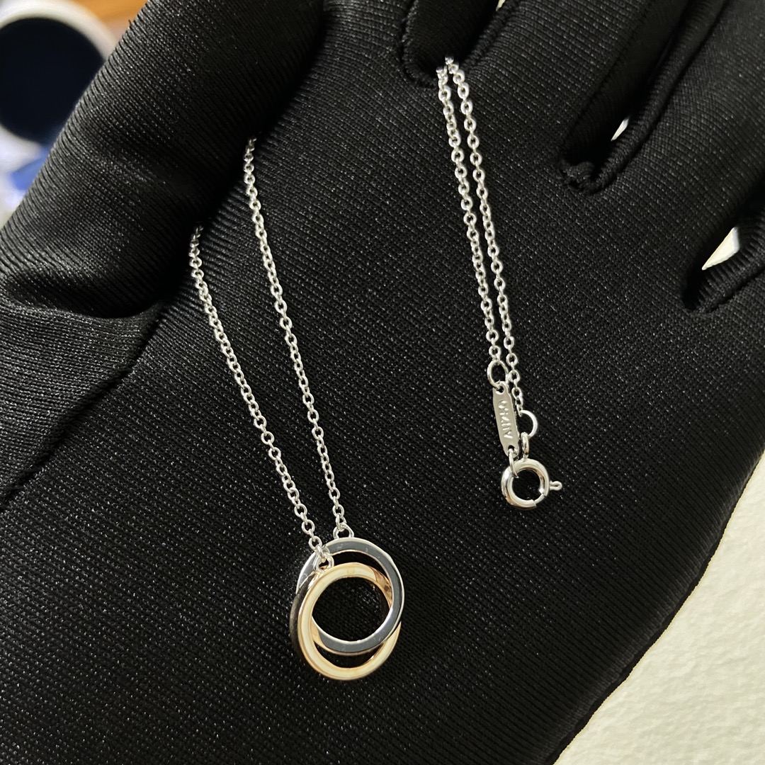 💰80蒂芙尼项链 新品1837双环项链 编号：BGJ137327