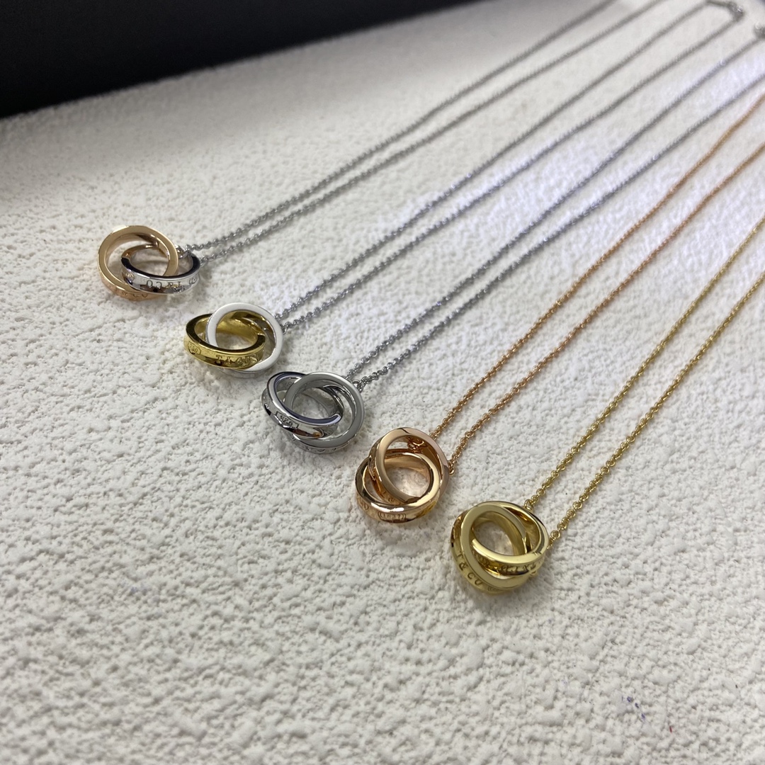 💰80蒂芙尼项链 新品1837双环项链 编号：BGJ137327
