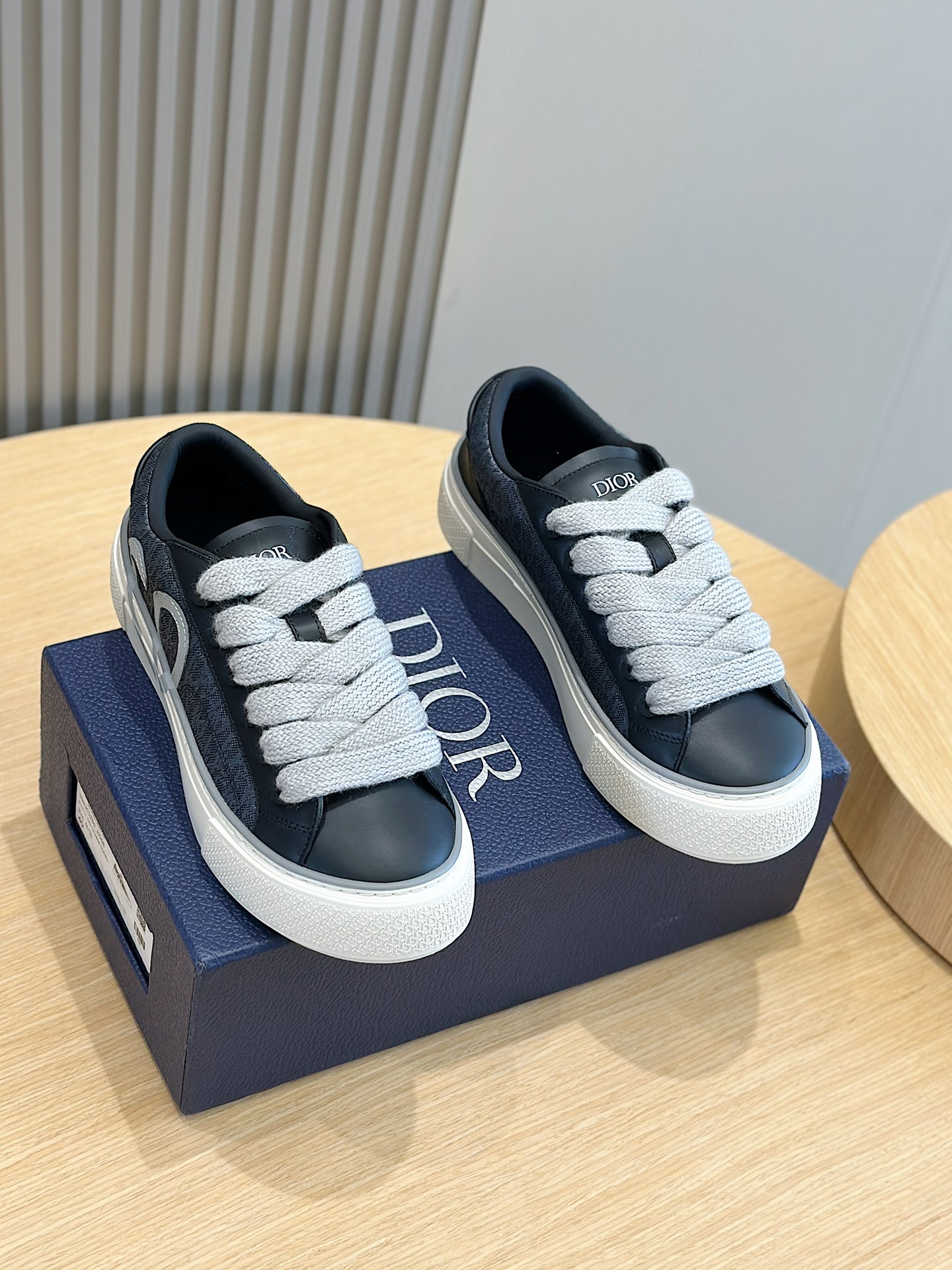 Vente en France
 Dior Luxe
 Chaussures De Sport Noir Blanc Jaune Imprimé Unisexe Cuir de vache Caoutchouc Oblique Peu importe