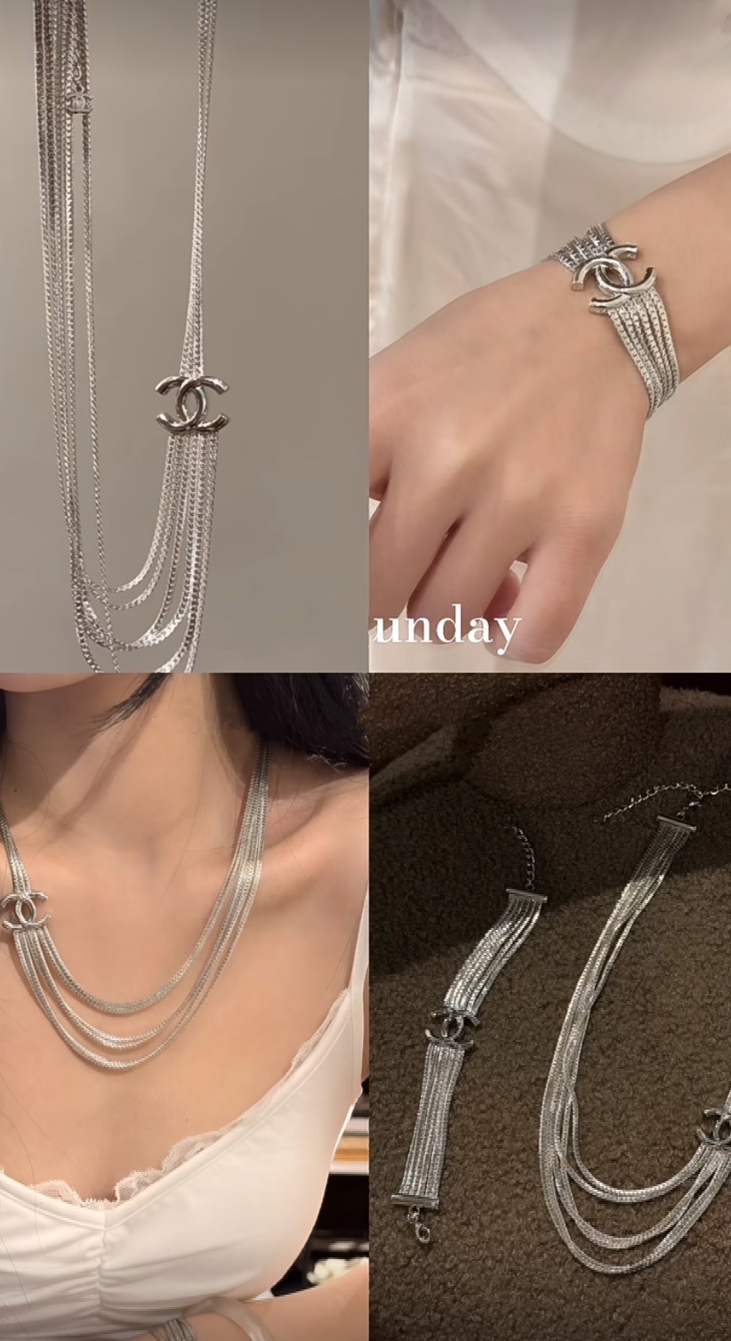  编码N939   
🛍香奈儿项链热销🔥爆上新🆕🆕🆕
😎CHAN 24  银色Logo多层蛇骨链
🤩多链