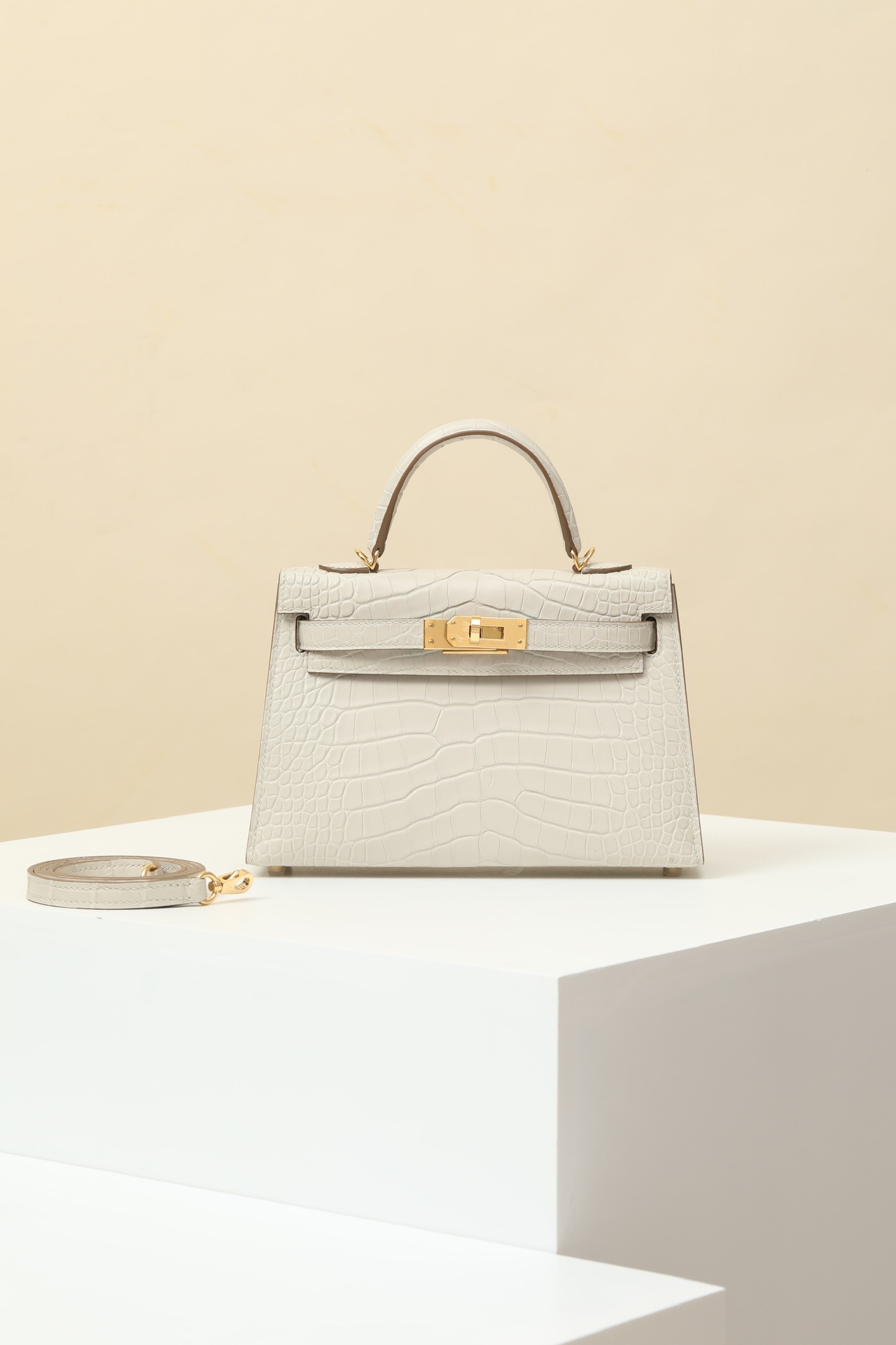 Hermes Kelly Borsette Borse Crossbody & Borse a Tracolla Oro Bianco Mini