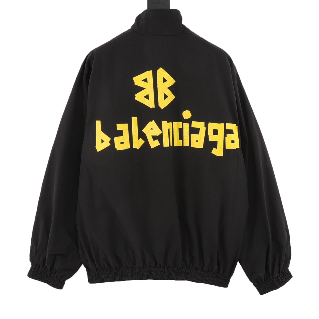 Balenciaga巴黎世家BLCG 黄色胶带立领夹克外套