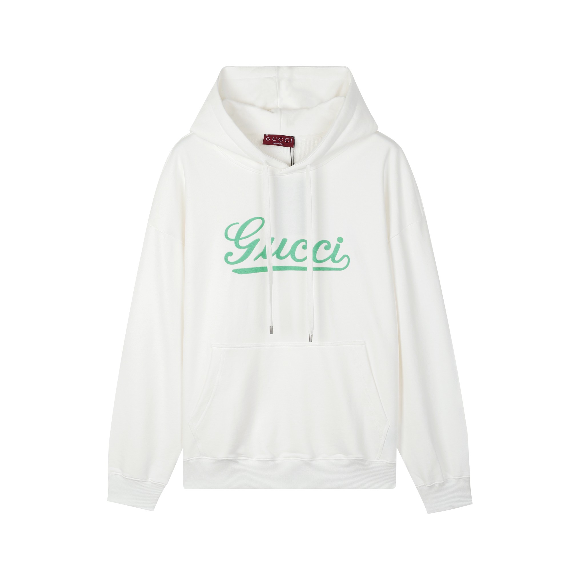 GUCC古*2024AW sudadera con capucha nueva, mismo estilo que celebridades, letras verde menta con bordado de mil agujas de…