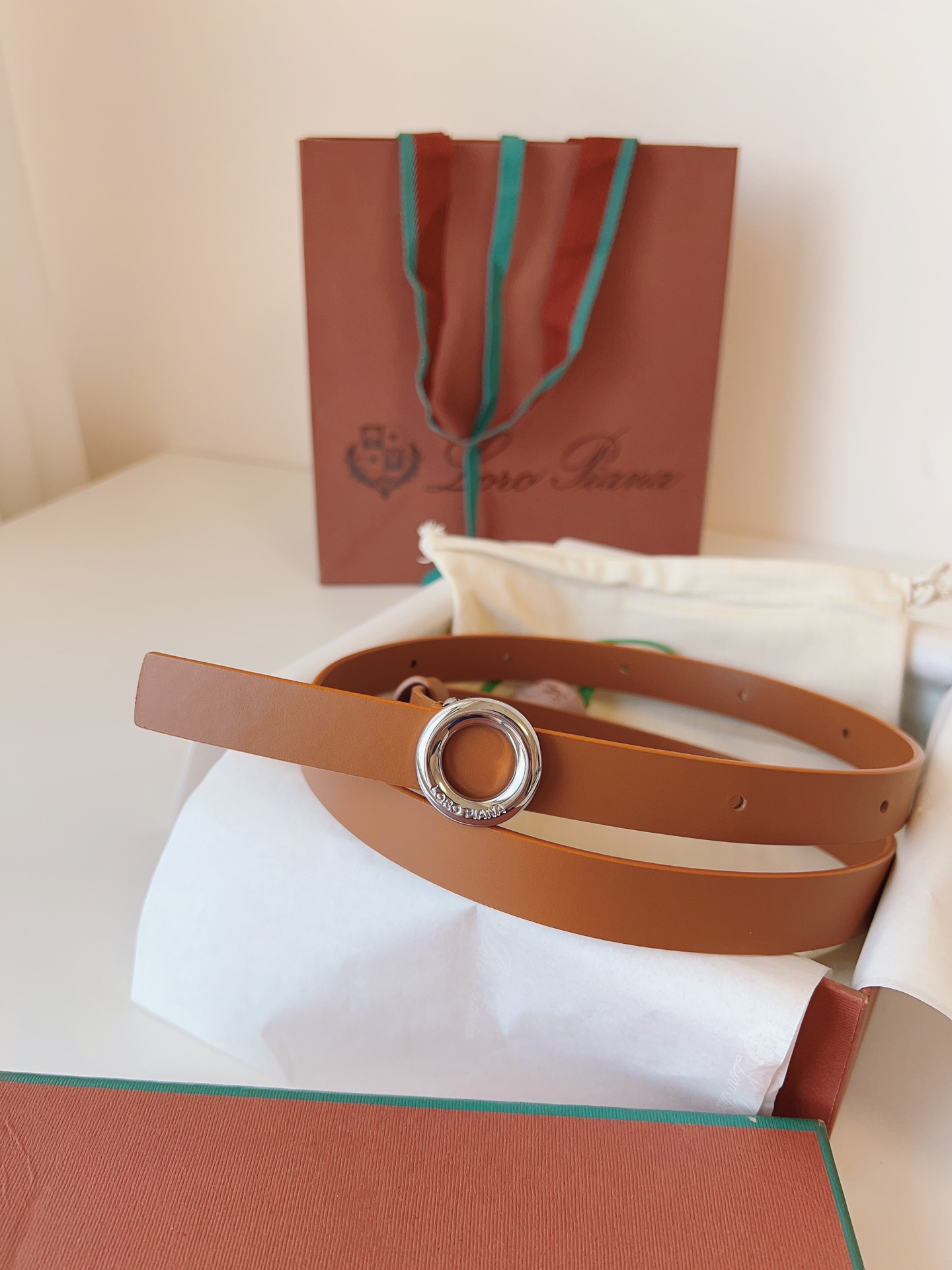 Loro Piana Men's Alsavel Leather Belt with Palladium Buckle - 2.0cm Width 1 i1728162047 1871 0