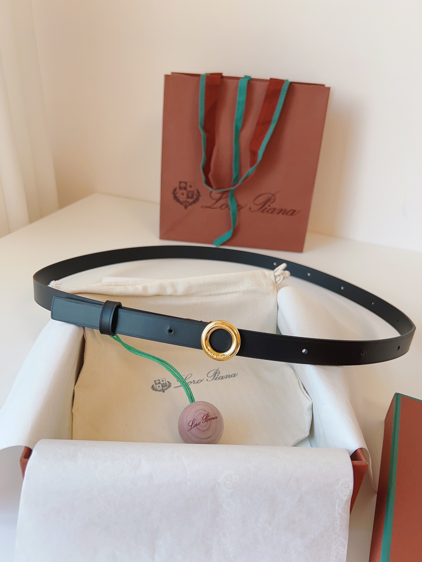 Loro Piana Alsavel Leather Belt with Palladium-Finished Buckle, 2.0cm Width 4 i1728162068 7544 2