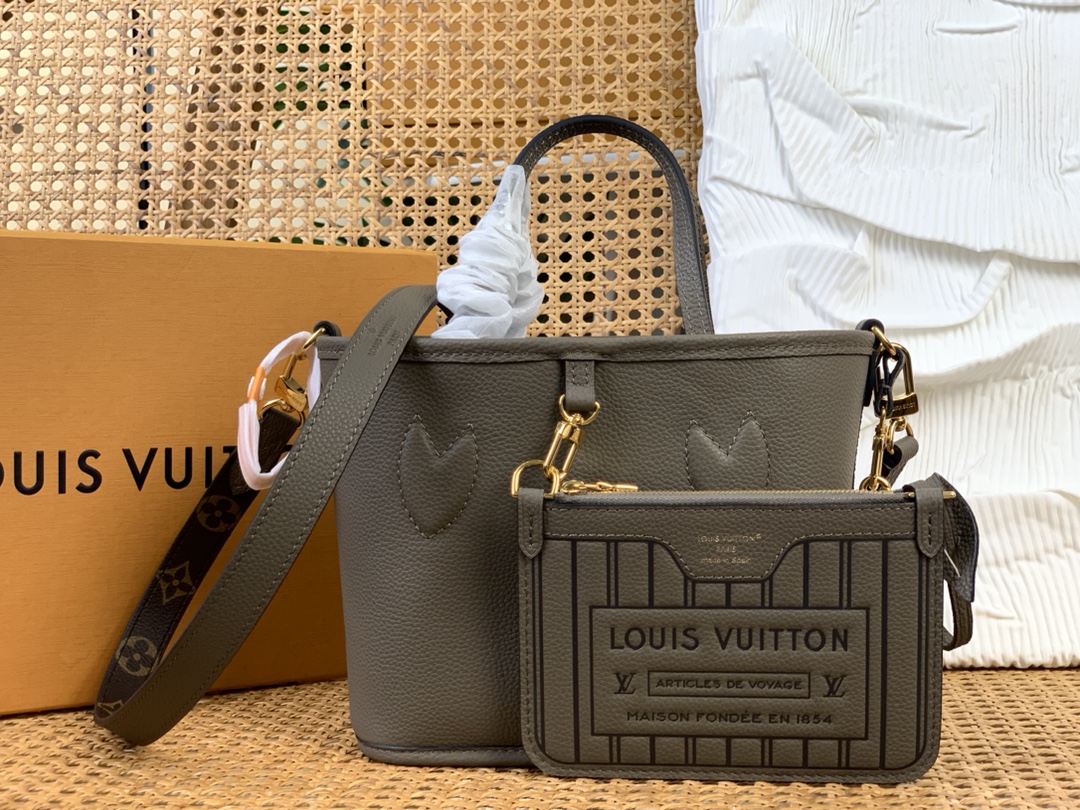 Louis Vuitton LV Neverfull Borse Borsette Oro Khaki Monogram Canvas Tela M12109