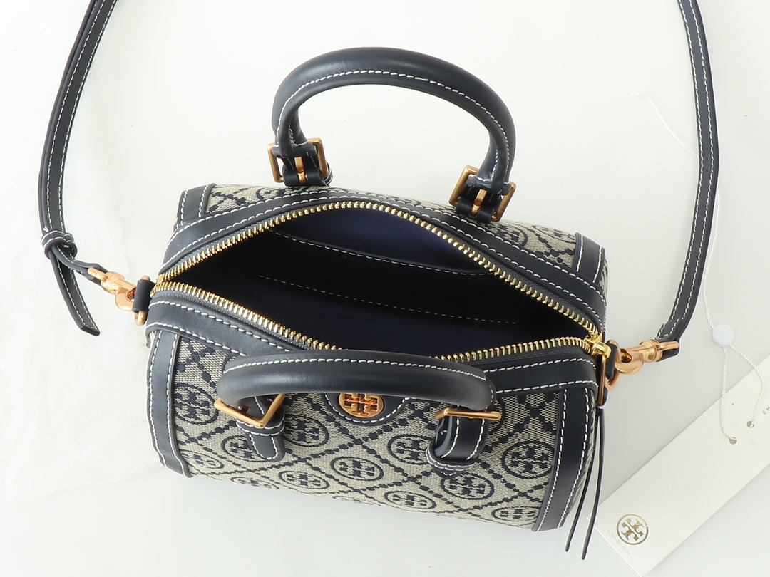 Tory Burch T Monogram Mini Jacquard Barrel Bag - Comprehensive 8