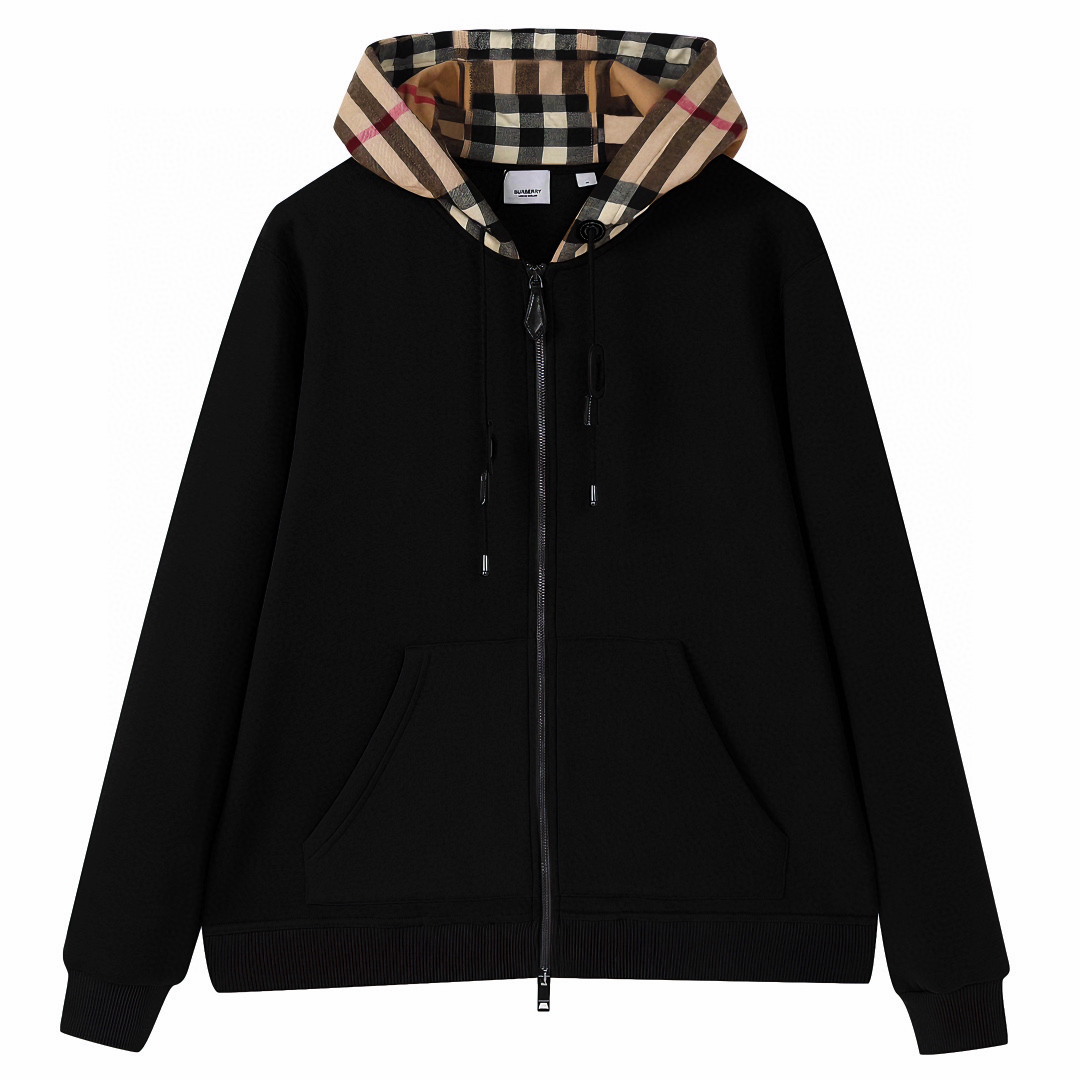 BBR Burberry* 2024AW Otoño/Invierno Chaqueta con capucha nueva, capucha de cuadros clásico, cremallera y cordón con det…