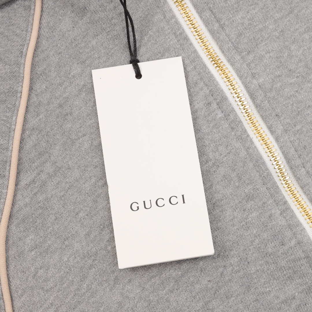 GUCCI/古驰 红绿织带半拉链长袖连帽卫衣