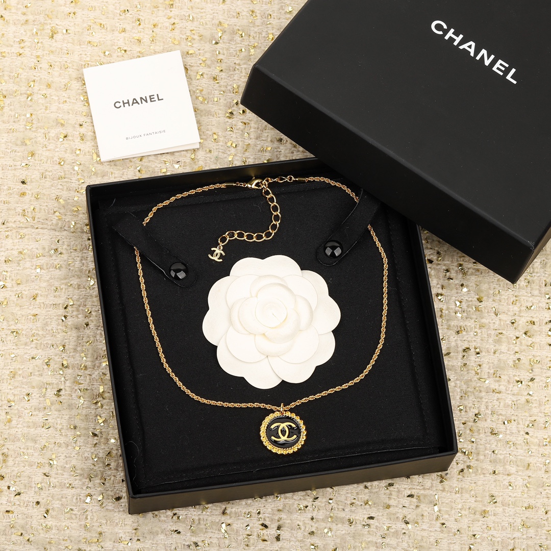 Chanel Joyas Collar Negro Vintage