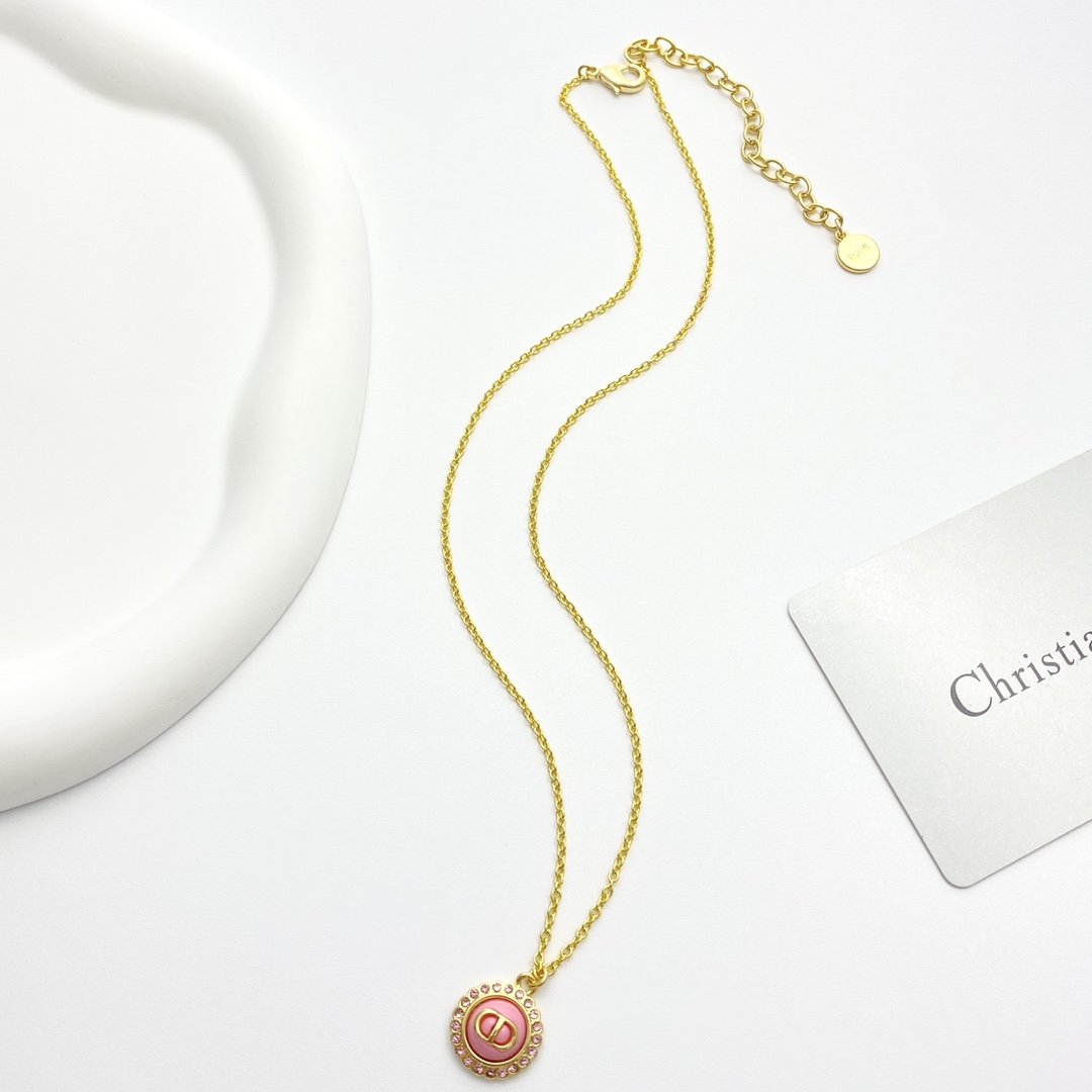 Elegant Dior CD Pink Button Necklace - Stylish & Sophisticated 7 i1728285872 2180 5