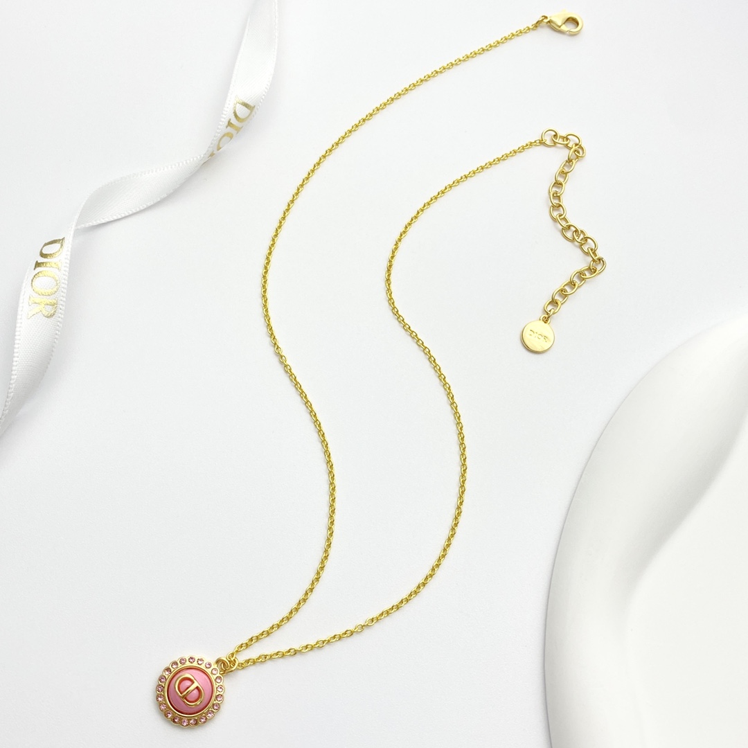 Elegant Dior CD Pink Button Necklace - Stylish & Sophisticated 4 i1728285872 632 2