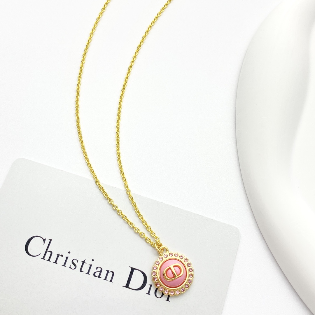 Elegant Dior CD Pink Button Necklace - Stylish & Sophisticated 3 i1728285872 9486 1