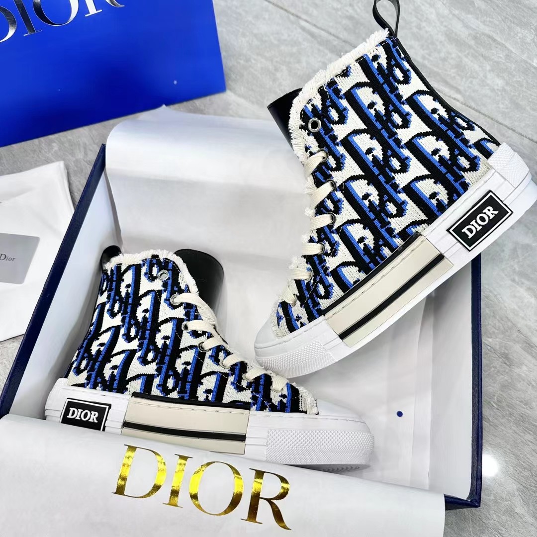 Dior Chaussures De Sport Chaussures En Toile Couleur orange Blanc Imprimé Unisexe Toile Caoutchouc Hauts hauts