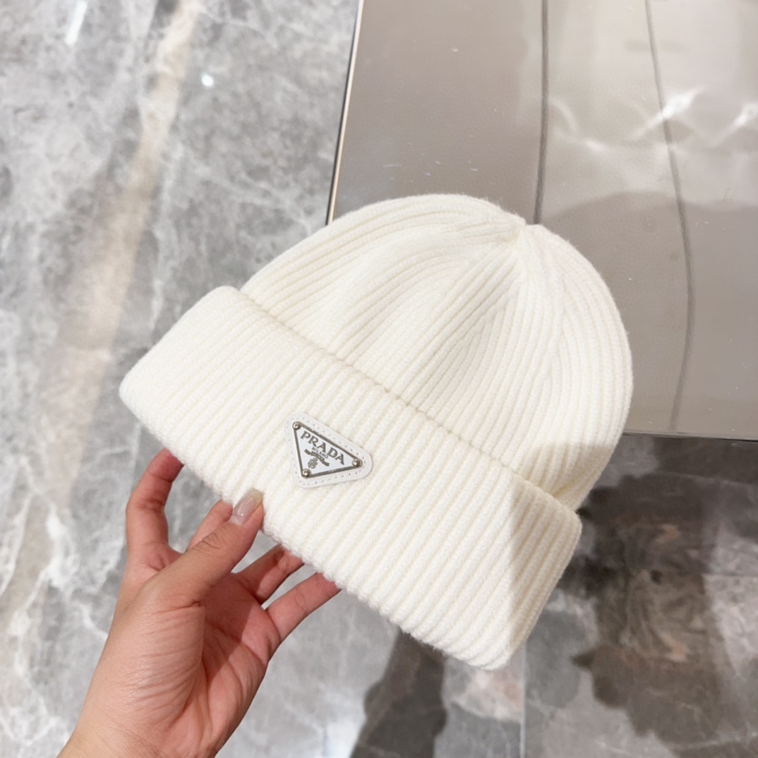 Prada Knockoff
 Hats Knitted Hat Black White Knitting Wool Fall/Winter Collection Fashion