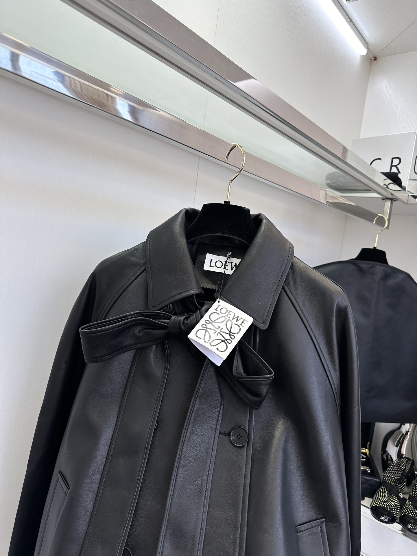 Chic Bow Detail Leather Jacket - Soft Lambskin, Trendy Design 5 i1728455712 1556 3