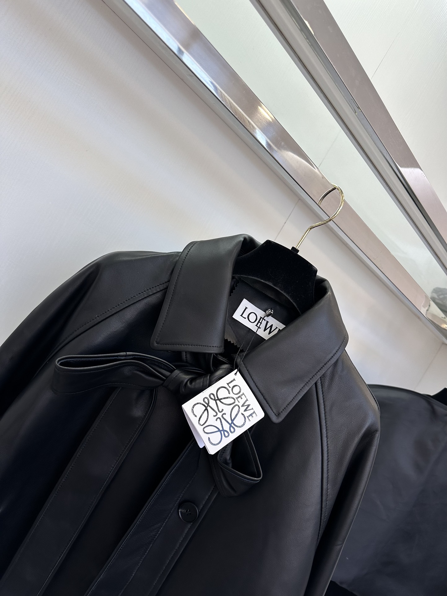 Chic Bow Detail Leather Jacket - Soft Lambskin, Trendy Design 6 i1728455712 2015 4