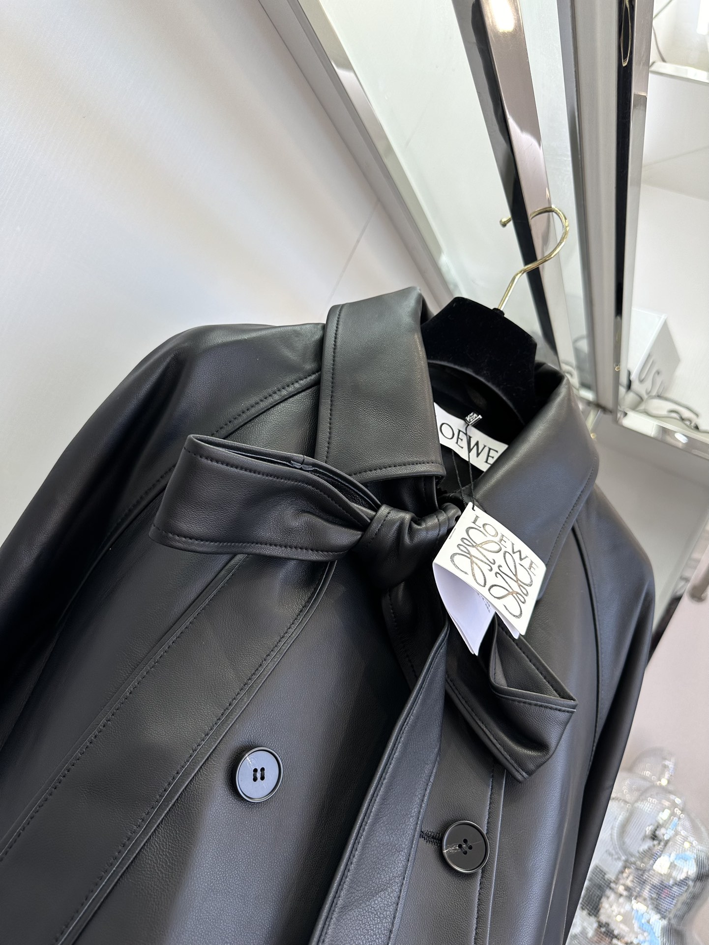 Chic Bow Detail Leather Jacket - Soft Lambskin, Trendy Design 9 i1728455712 285 7